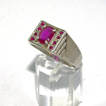 Серебренный перстень с природными рубинами .